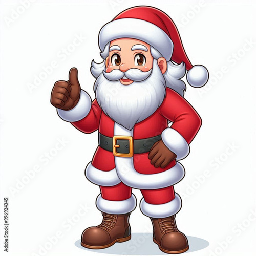 Santa Claus Avatar with thums up and white background photo