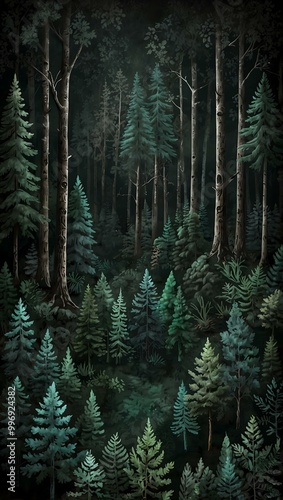 Forest background with chalk texture.