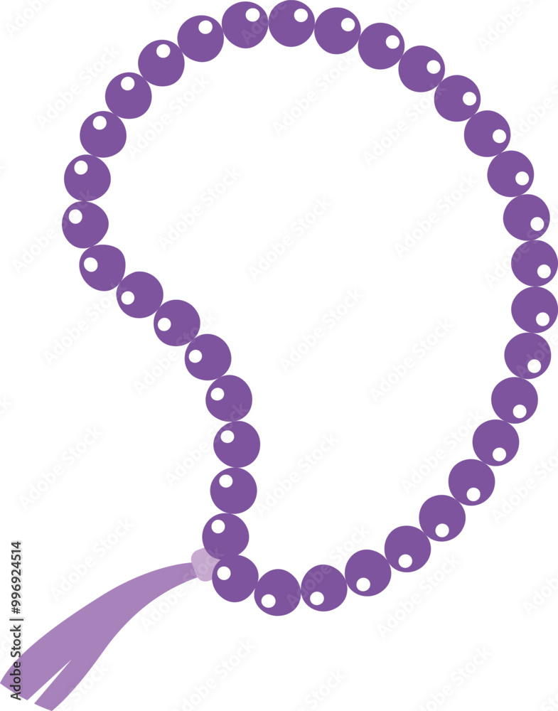 Fototapeta premium Purple Amethyst Beryl Prayer Beads, Buddhist Prayer Beads icon.