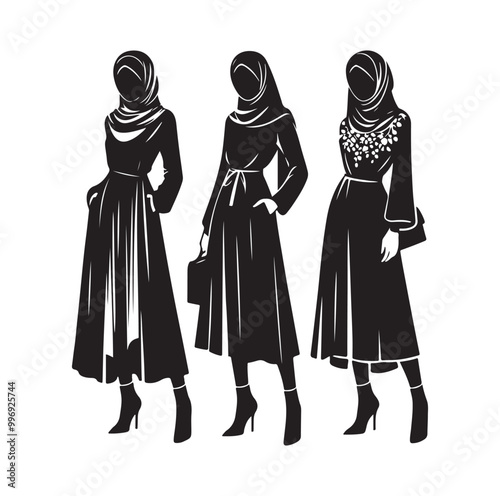 hijab style silhouette illustration vector