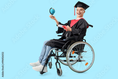 Male graduate in wheelchair...