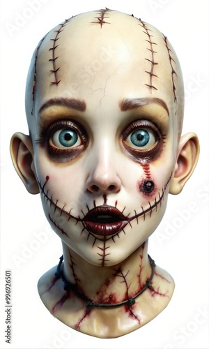 Chilling Halloween Undead Mask with Blood and Scars Graphic Resource for Spooky halloween background posters and halloween parties