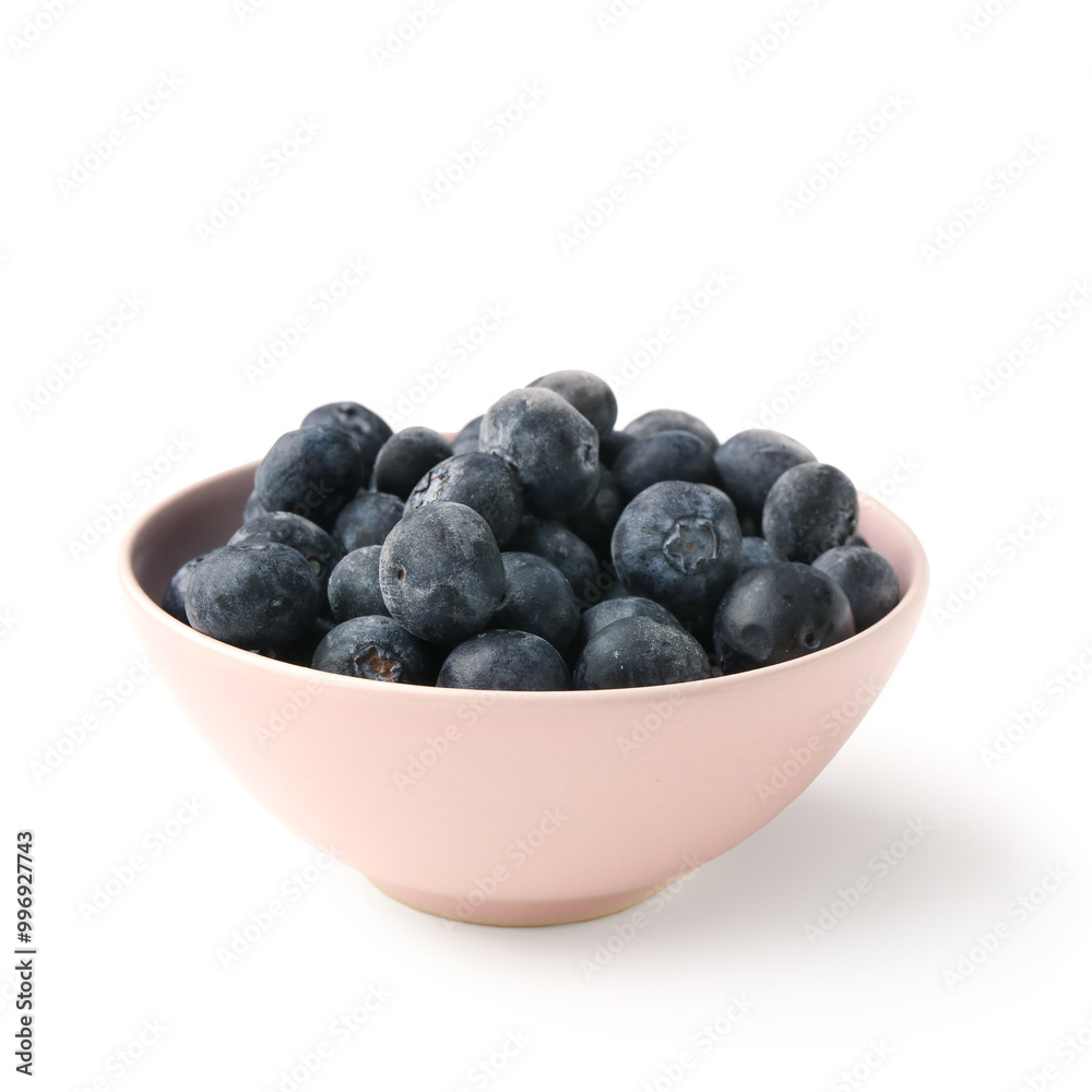 Bowl with ripe blueberry isolated on white background Bowl with ripe blueberry isolated on white background