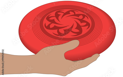 ultimate frisbee, close-up of player's hand holding disk ready to throw isolated on a white background