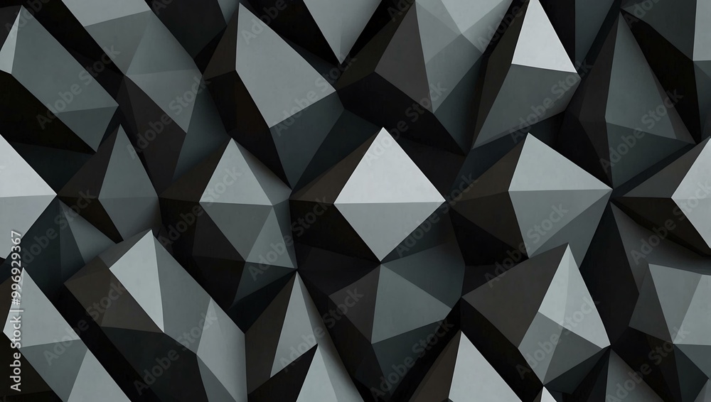 Geometric pattern with low polygon shapes in gray and black. Geometric pattern with low polygon shapes in gray and black.