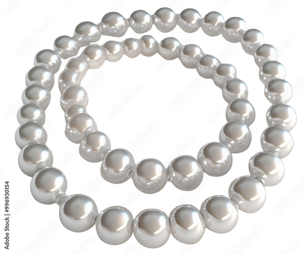 Elegant White Pearl Necklace, isolated on transparent background. Elegant White Pearl Necklace, isolated on transparent background.