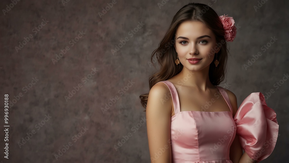 Girl in a pink dress posing. Girl in a pink dress posing.