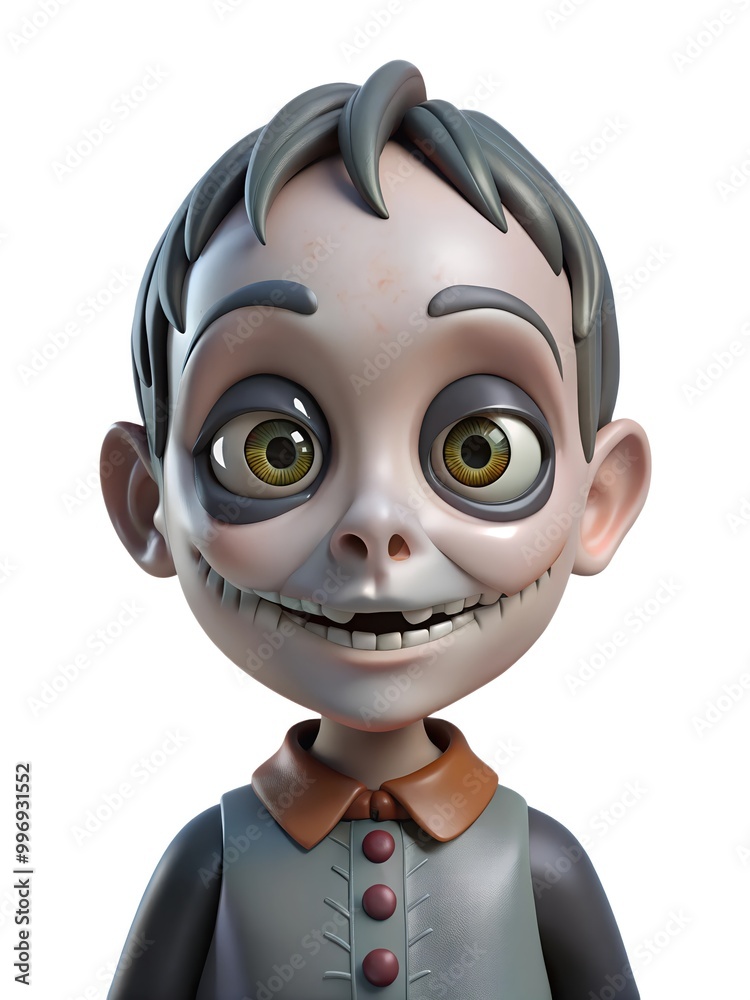Chilling Halloween Undead Zombie 3D Child Character Graphic Resource for Spooky halloween background posters and halloween parties