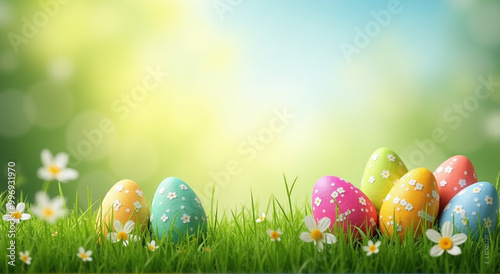 easter eggs on grass