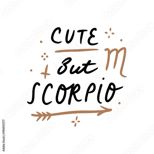 Funny humor lettering hand-drawn font sketchy inscription zodiac sign horoscope. Cute but Libra. Astrology cartoon text quote, character symbol. Astrological hand-drawn print for cups, mugs, pillows