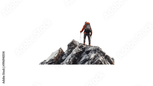 climber climbs a mountain on a transparent background