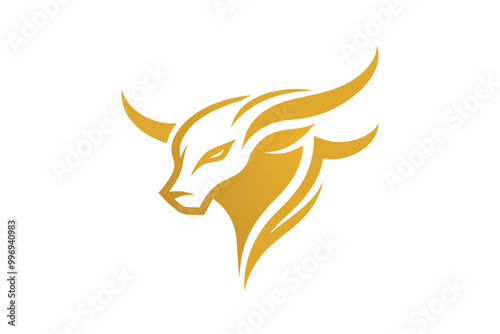 A golden Bull logo vector art illustration, featuring a modern stylish shape  photo