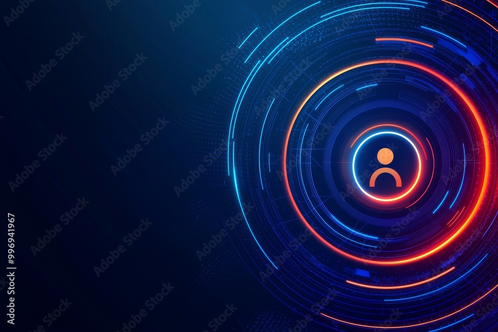 An illustration of a futuristic targeting interface with glowing customer personas and journey mapping An illustration of a futuristic targeting interface with glowing customer personas and journey mapping