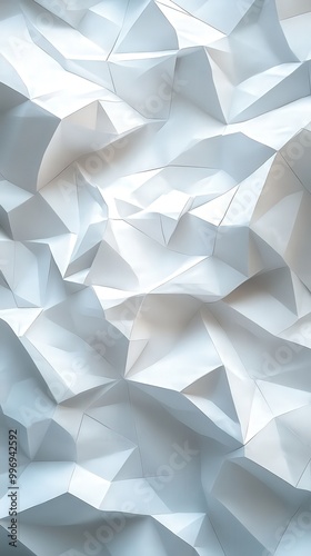 White geometric abstract textured surface with polygonal shapes for modern design background