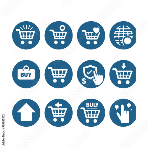 a collection of shopping cart icon set Vector illustration