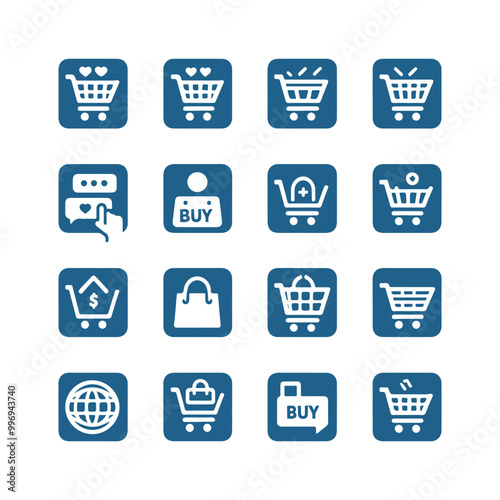 a collection of shopping cart icon set Vector illustration