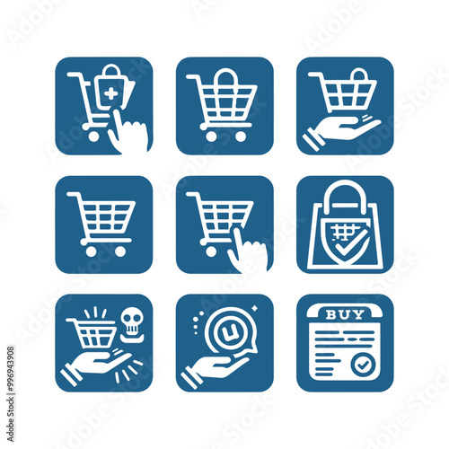 a collection of shopping cart icon set Vector illustration