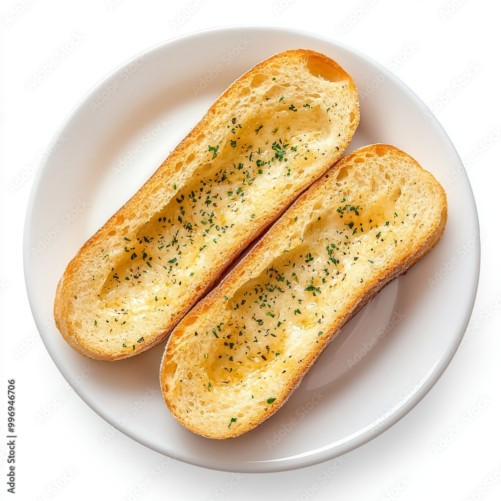 Transparent background with an isolated garlic bread plate Transparent background with an isolated garlic bread plate