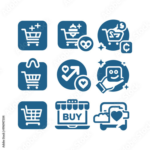 a collection of shopping cart icon set Vector illustration