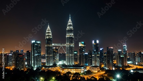 Kuala Lumpur skyline at night, showcasing the capital of Malaysia.