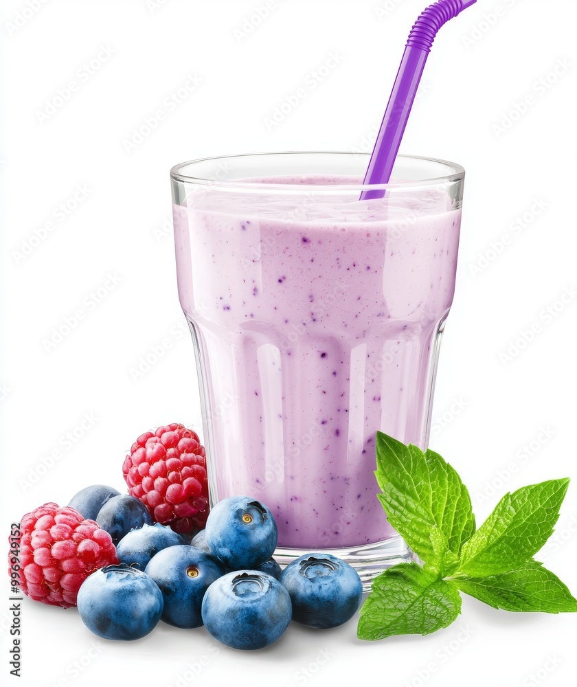 A delicious acai juice and berries isolated on white background A delicious acai juice and berries isolated on white background