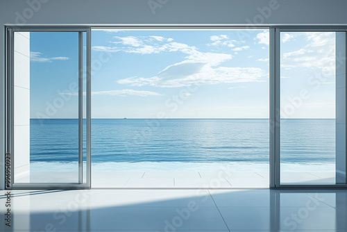 Ocean Aesthetic: An Aluminum Door with a Clear View of the Shimmering Sea, Inviting Contemplation