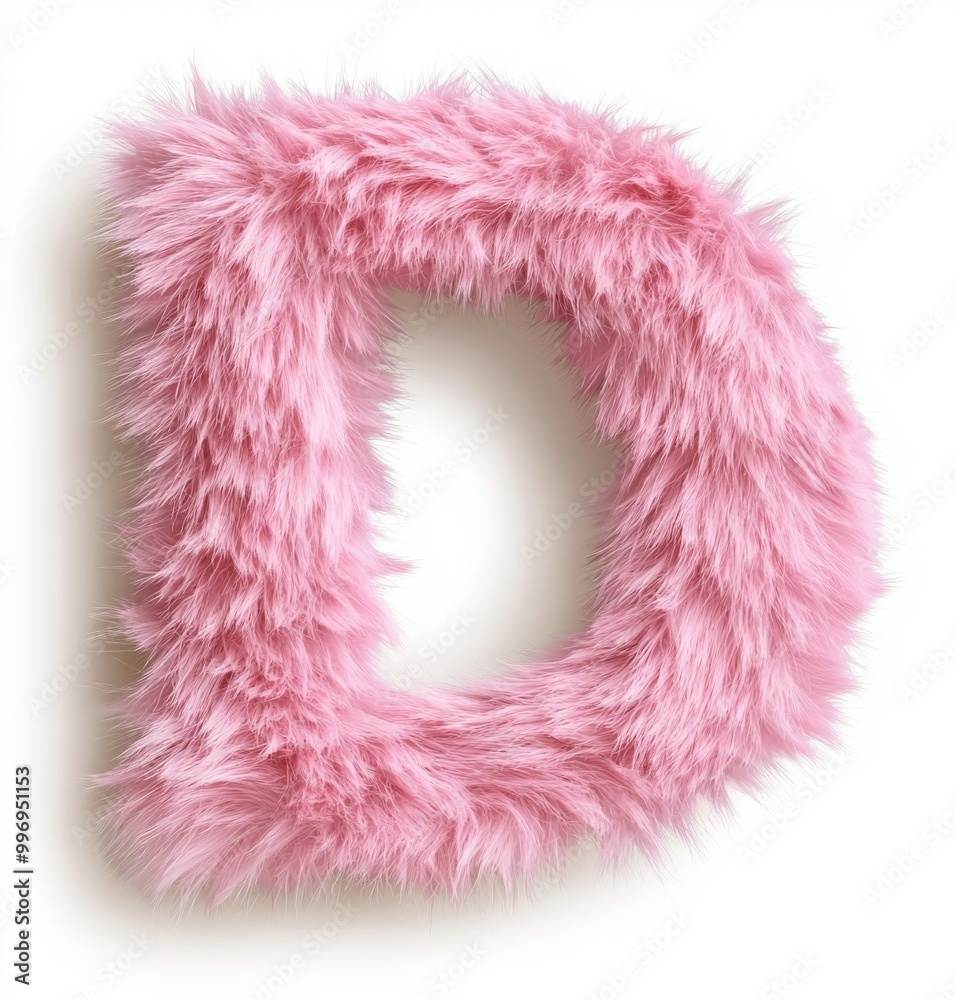 Letter D accessories with pink and white backgrounds in fur. Letter D accessories with pink and white backgrounds in fur.