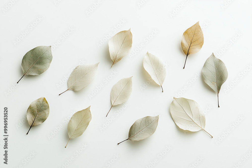 Botanical Composition: A Minimalist Arrangement of Several Abstract Leaf Shapes, Organic Harmony Botanical Composition: A Minimalist Arrangement of Several Abstract Leaf Shapes, Organic Harmony