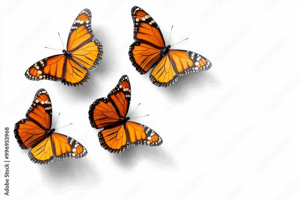 Fototapeta premium Various butterflies isolated on transparent or white backgrounds