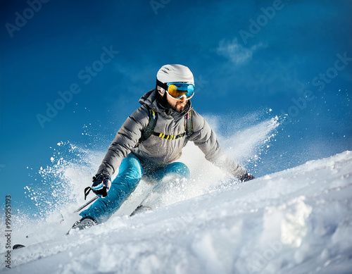 Cliché photo d'un skieur à la neige photo