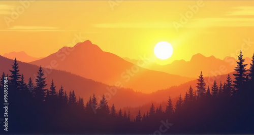 sunset in mountains