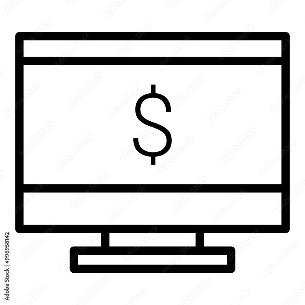 Monitor Price Outline Icon Style. Simple Finance Vector Illustration Monitor Price Outline Icon Style. Simple Finance Vector Illustration