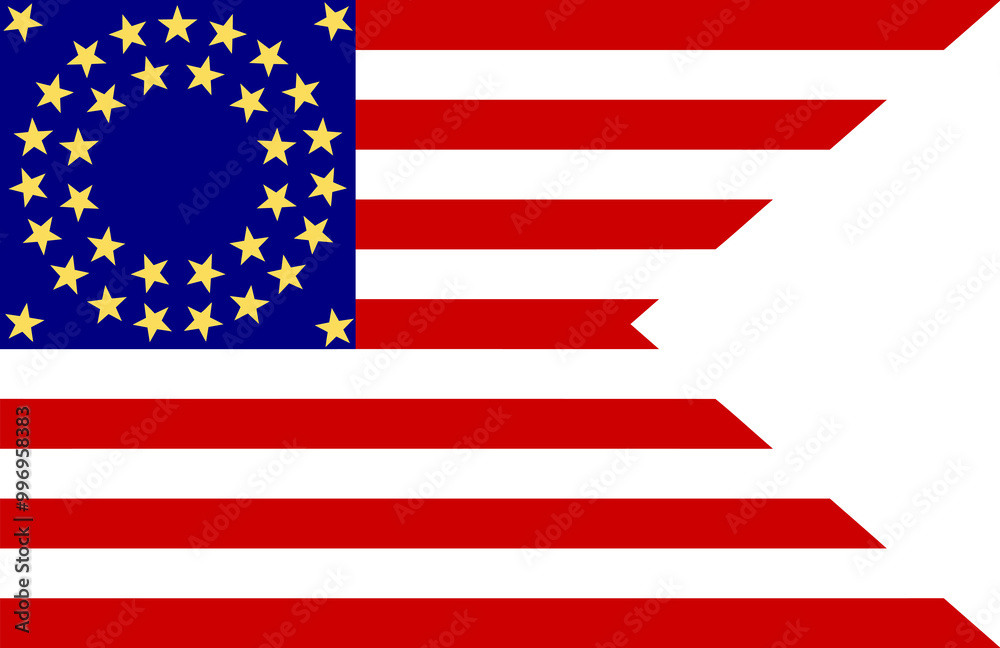 A red, white, and blue American flag with a star in the middle A red, white, and blue American flag with a star in the middle