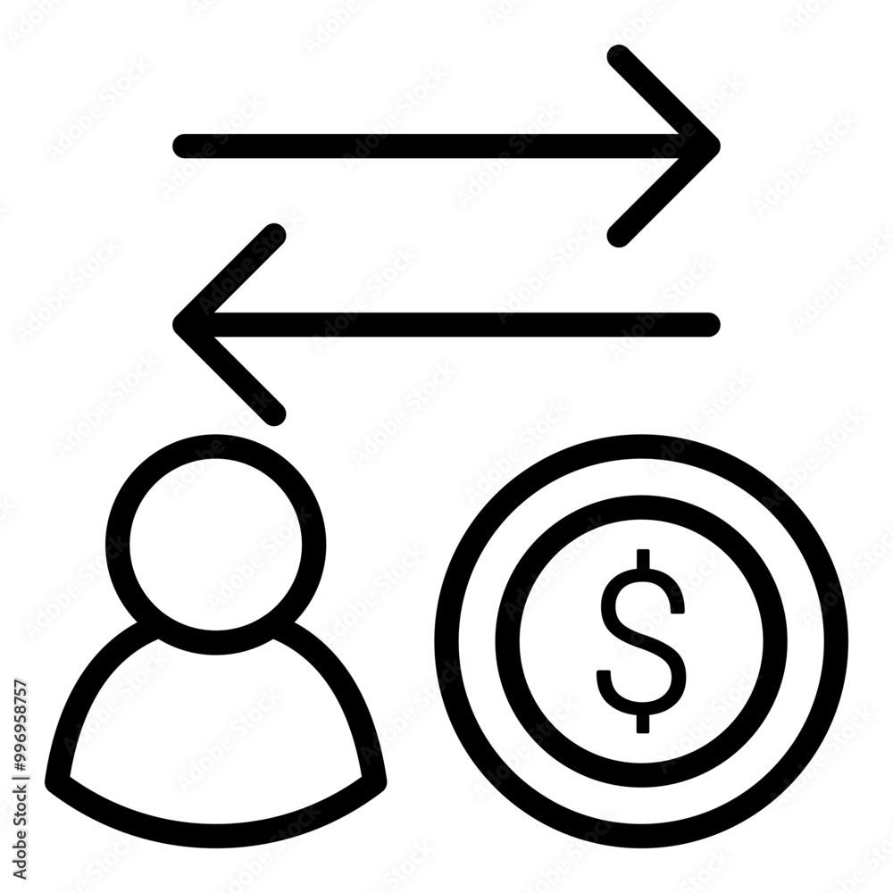 User Trade Money Outline Icon Style. Simple Finance Vector Illustration User Trade Money Outline Icon Style. Simple Finance Vector Illustration