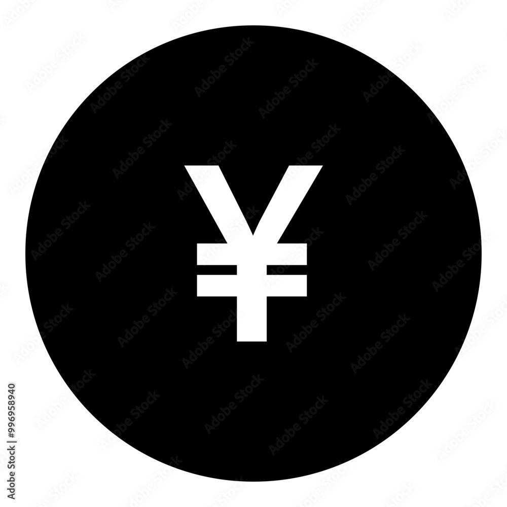 Obraz premium Yen Currency Coin Simple Solid Icon