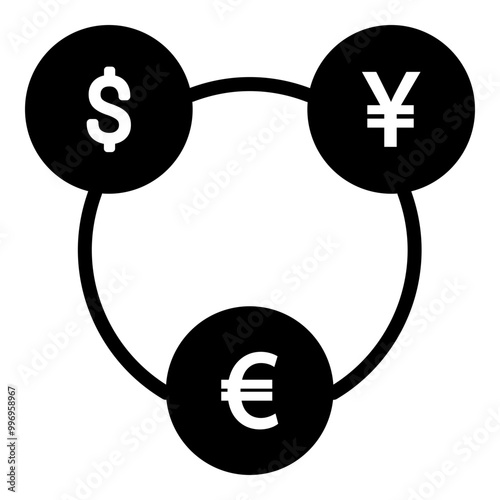 Currency Swaps (dollar, Yen, Euro) Simple Solid Icon