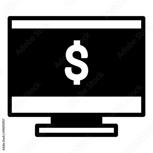 Monitor Dollar Simple Solid Icon