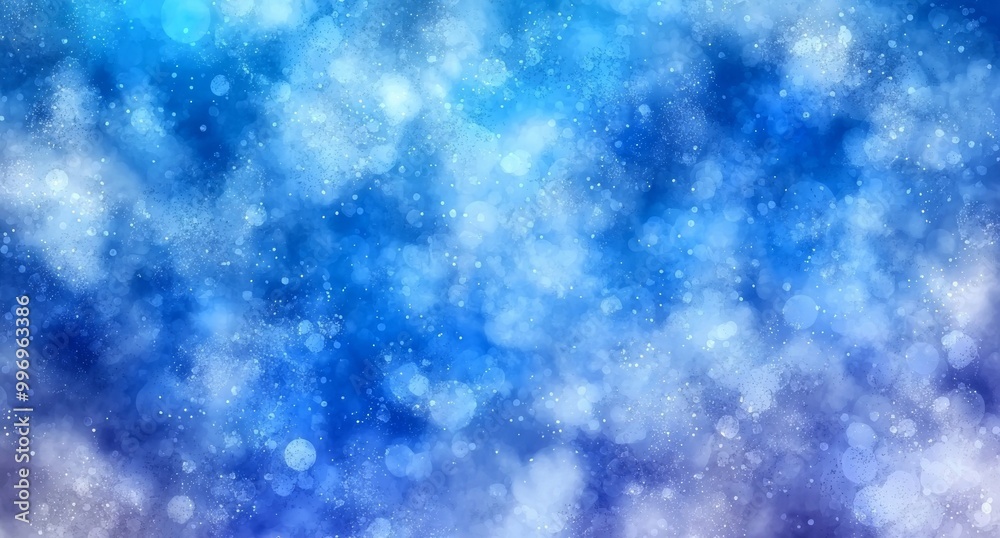 Obraz premium The cover header poster design consists of a blue grainy gradient background illuminated by light blue noise textures with a vibrant glowing cover header