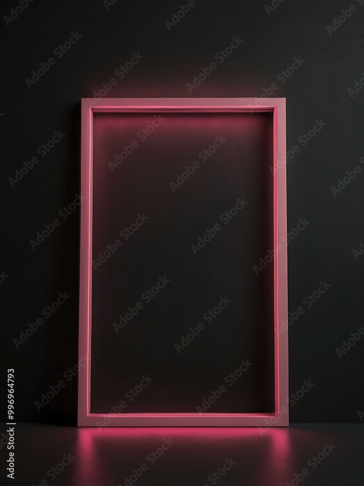 Minimalist glowing pink frame on a dark backdrop. Minimalist glowing pink frame on a dark backdrop.