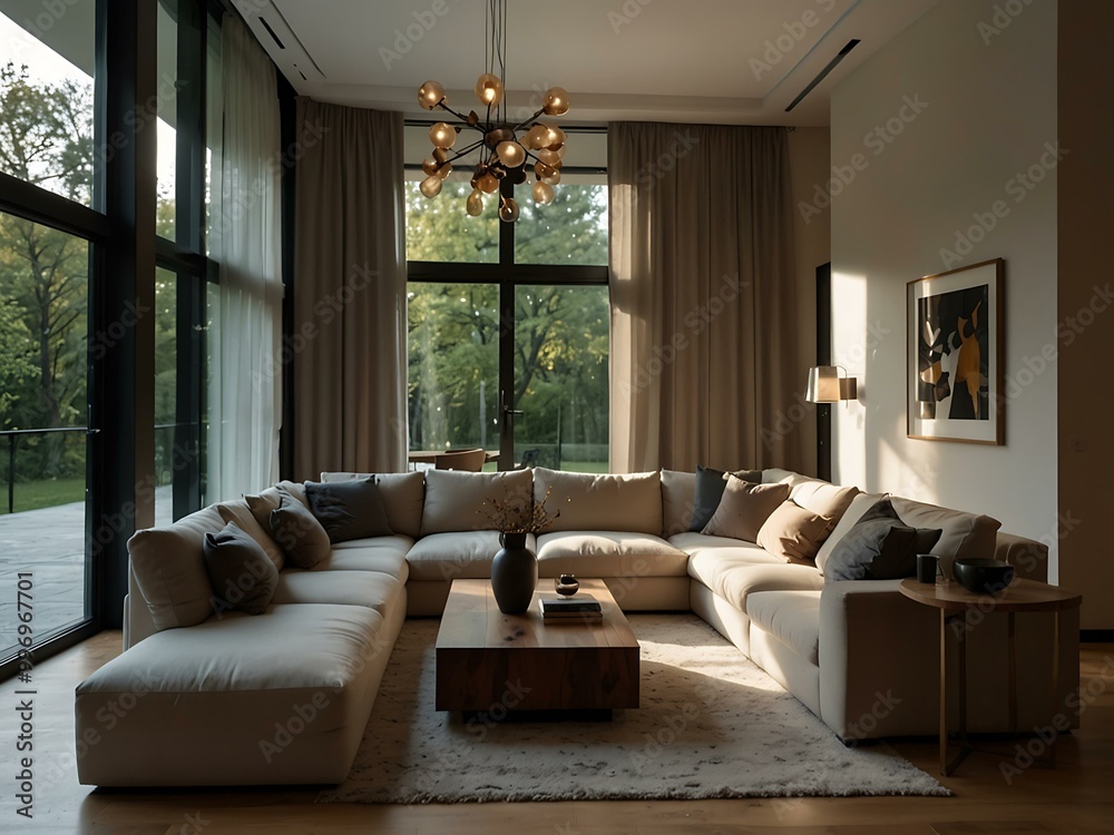 Modern living room with a cozy sofa. Modern living room with a cozy sofa.
