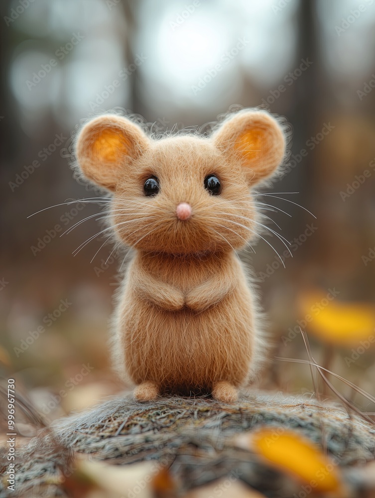 Cute toy mouse, in a beautiful felted style, cartoon concept Cute toy mouse, in a beautiful felted style, cartoon concept
