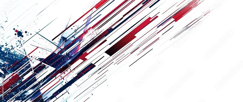 Obraz premium Red, white, and blue abstract overlays on a white background