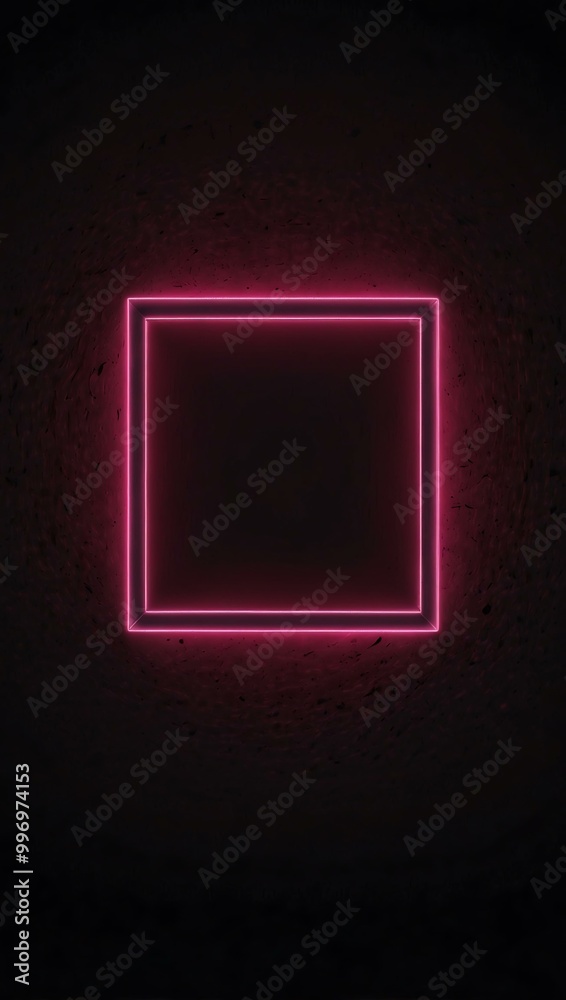 Neon pink frame glowing on a dark minimalist background. Neon pink frame glowing on a dark minimalist background.