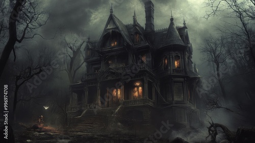 A spooky house that makes people scared and feel terrified.