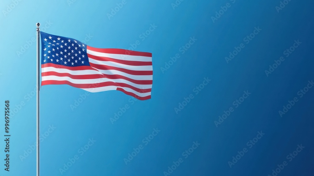 Naklejka premium America flag on blue background, US presidential election