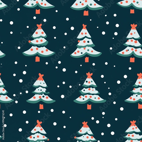 Seamless Christmas Tree Pattern for Print and Design