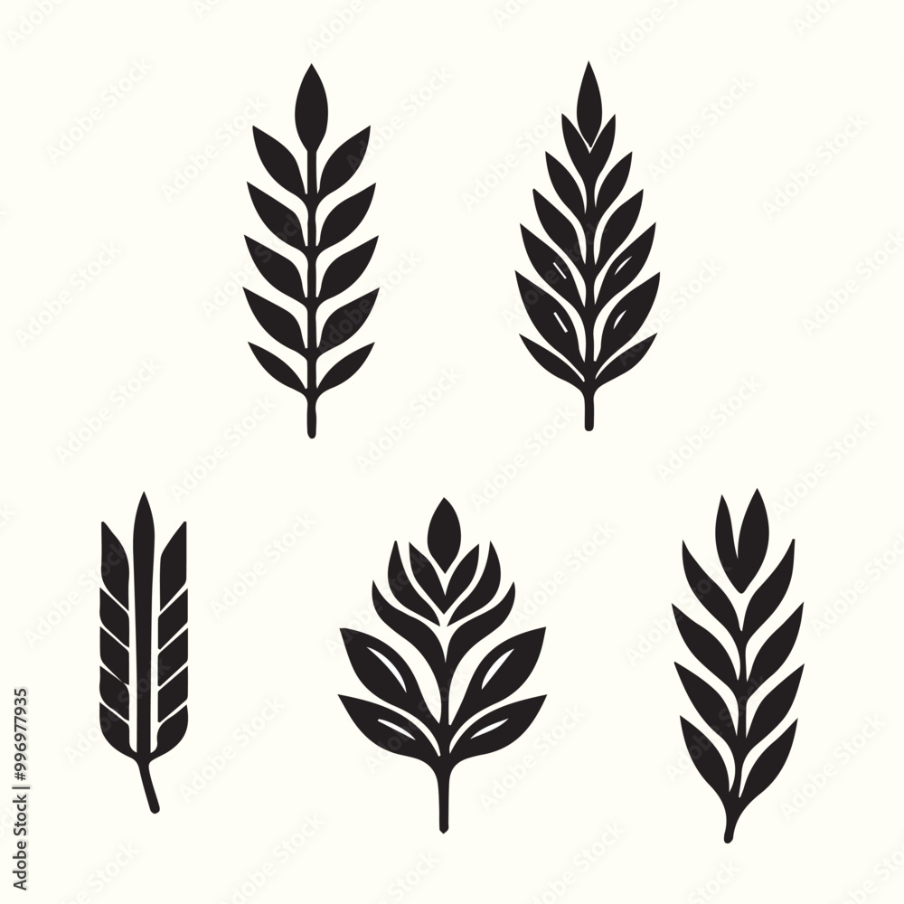 Fototapeta premium Colorful leaf and feather set with natural decorative design