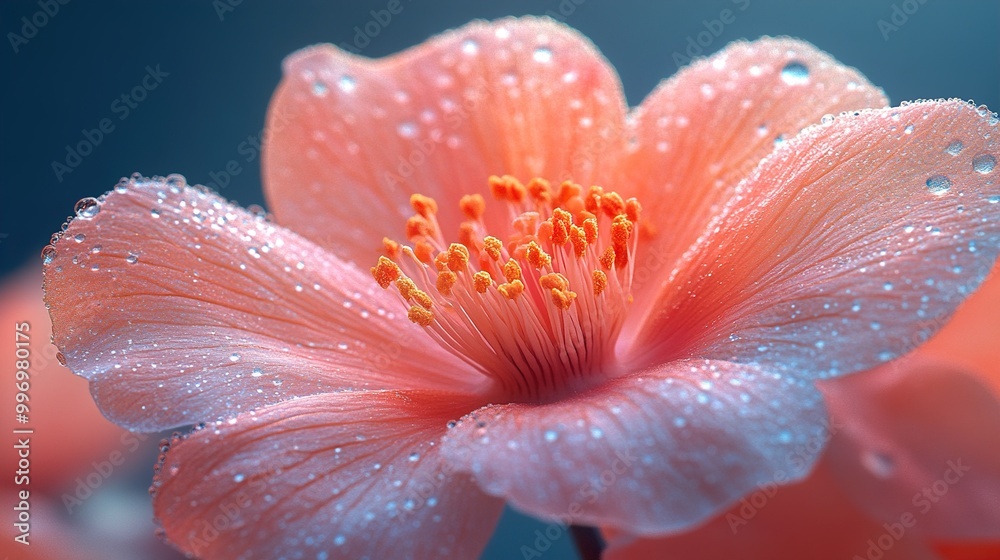 Pink Flower with Dewdrops - Close Up Macro Photography Pink Flower with Dewdrops - Close Up Macro Photography
