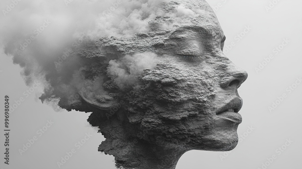 Stone Face: A Surreal Portrait in Black and White Stone Face: A Surreal Portrait in Black and White