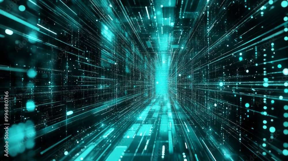 In this illustration, we illustrate a big data stream. Neural networks and string of codes. We illustrate hi-tech concepts in 3D. In this illustration, we illustrate a big data stream. Neural networks and string of codes. We illustrate hi-tech concepts in 3D.